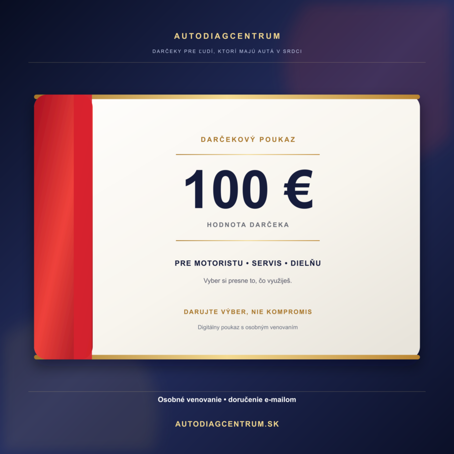 Darčekový poukaz 100 € Autodiagcentrum – čistý prémiový dizajn