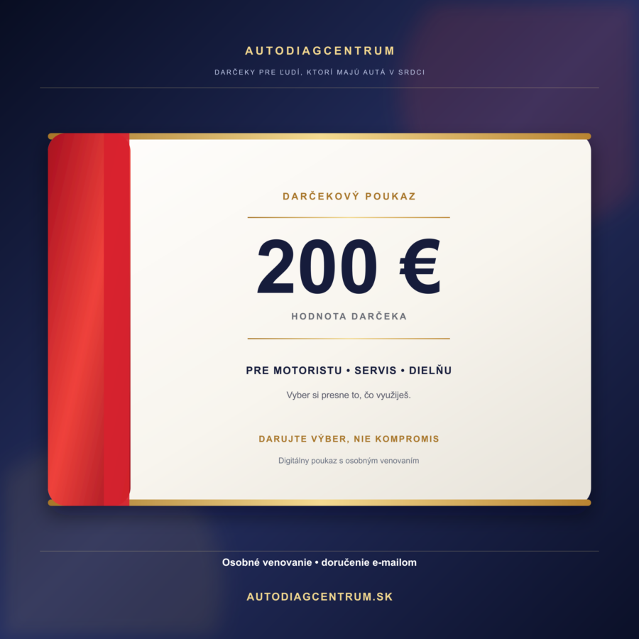 Darčekový poukaz 200 € Autodiagcentrum – čistý prémiový dizajn