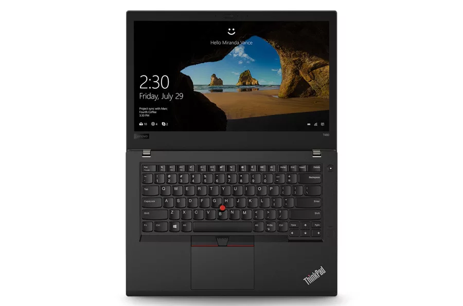 Lenovo ThinkPad T480 repasovaný notebook pre autodiagnostiku – pohľad spredu