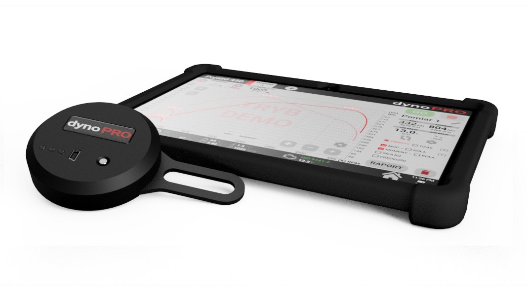DynoPRO cestný dynamometer – meracia sonda a tablet
